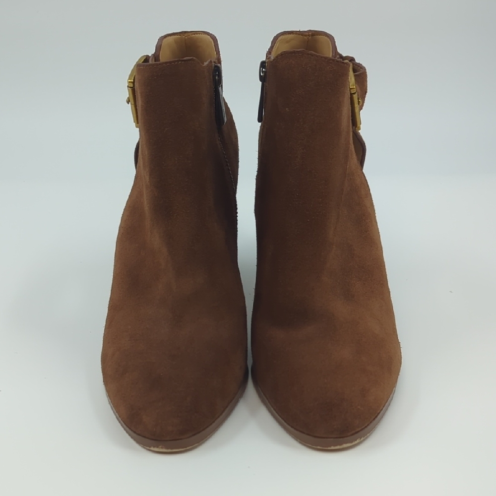 MICHAEL KORS Adams Cutout Suede Booties Brown Sz 10 - Picture 3 of 9